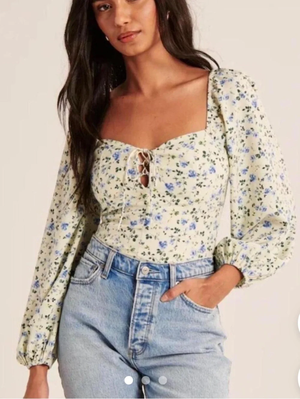 Abercrombie & Fitch Floral Square-Neck Blouse